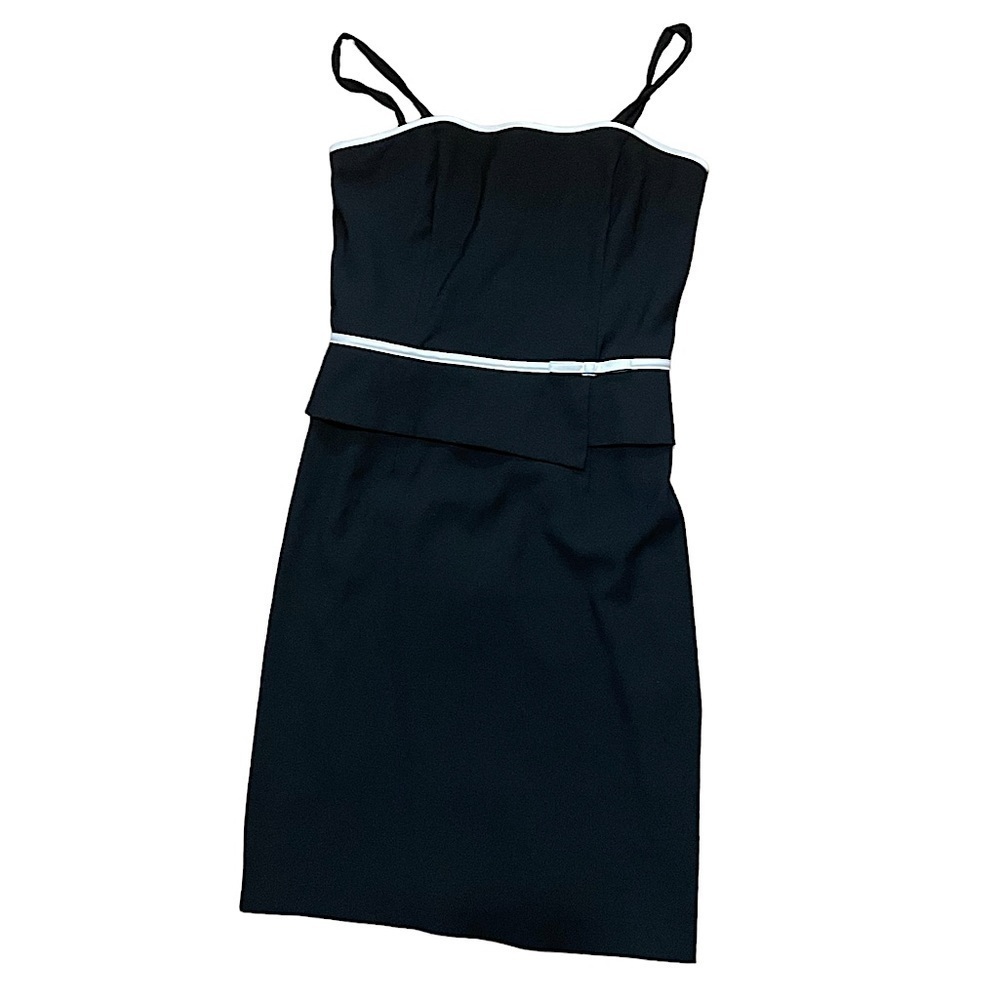 Vintage Scott McClintock Dress Black & White Strapless Party Dress Peplum